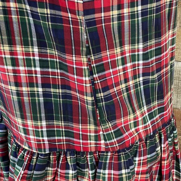 LDT Rachel Plaid Round Neck 3/4 Puff Sleeve Ruffled Poof Waistless Dress SIze 6 - Picture 6 of 12